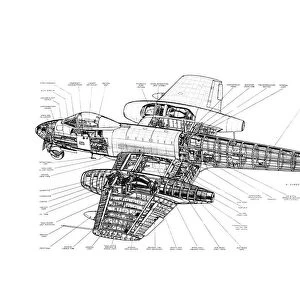 Gloster Meteor Mk8 Cutaway Drawing