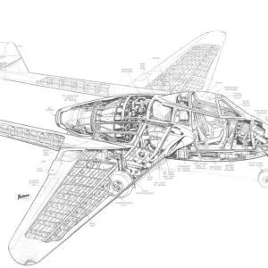 De Havilland Vampire FI Cutaway Drawing