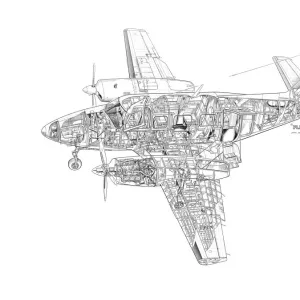 Piper Navajo chieftain PA-350 Cutaway Drawing