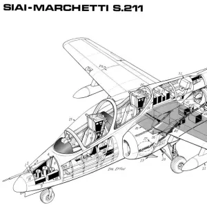 Siai-Marchetti S211 Cutaway Drawing