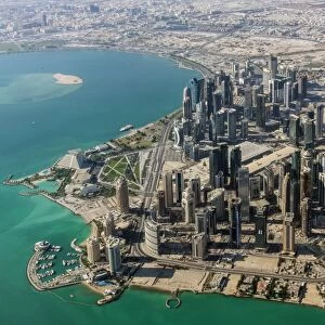 Aerial view of the financial district, Doha, Qatar