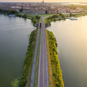 Aerial view of Mantua, Lombardy, Italy, Europe