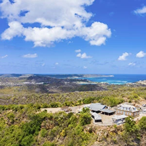 Aerial view of the Shirley Heights belvedere on hilltop, Antigua, Antigua and Barbuda