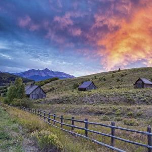Barns at Sunset, Telluride, Colorado, USA