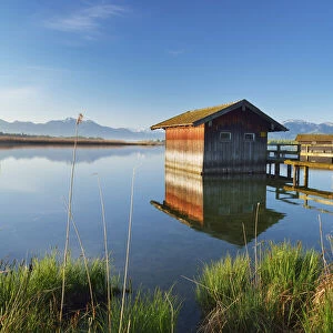 Boats house at lake Chiemsee, Chiemgau, Bavaria, Germany, Europe