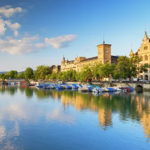 Boats on Limmat River, Zurich, Switzerland