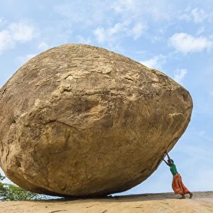 The Butterball rock at Mamallapuram, Tamil Nadu, Southern India