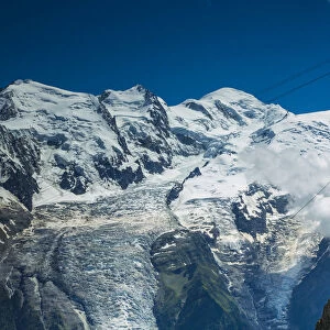 Cable car in front of Mt. Blanc from Mt. Brevent, Chamonix, Haute Savoie, Rhone Alpes