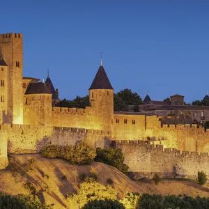 Carcassonne at Night, Languedoc, France