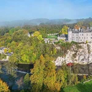Chateau de Walzin at river Lesse near Dinant, Ardennes, Wallonia, Province Namur, Belgium