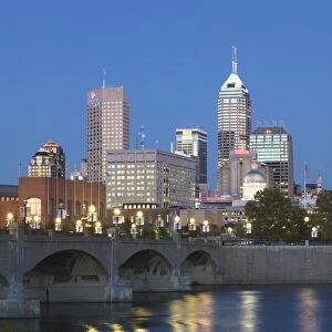 City Skyline & White River, Indianapolis, Indiana, USA