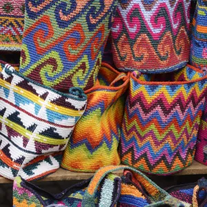 Colourful crafts for sale in Chichicastenango, Guatemala, Central America