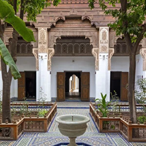 Courtyard gardens at Bahia Palace (Palais de la Bahia). Marrakech-Safi (Marrakesh-Tensift-El Haouz) region, Marrakesh, Morocco