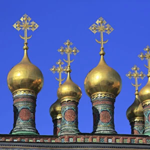 Cupolas of the Upper Saviour Cathedral (17th century), Moscow Kremlin, Moscow, Russia