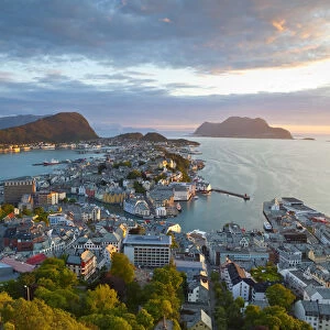 Elevated view over Alesund, Sunnmore, More og Romsdal, Norway