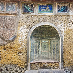 Europe, Italy, Campania. Wall paintings inside a villa of Herculaneum