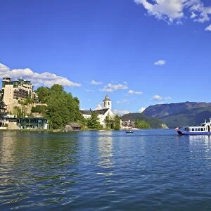 A Ferry Boat on Wolfgangsee Lake, St. Wolfgang, Austria, Europe