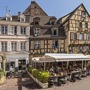 France, Alsace, Colmar. Street in the medieval old town of Colmar
