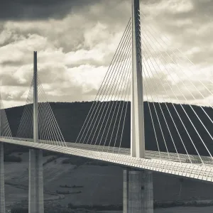 France, Midi-Pyrenees Region, Aveyron Department, Millau, Millau Viaduct Bridge