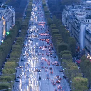 France, Paris, Champs Elysees view from the Arc de Triomphe