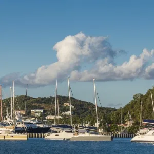 French West Indies, St-Martin, Marigot, harbor view with Fort Louis