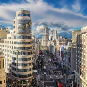 Gran Via and city skyline, Madrid, Spain