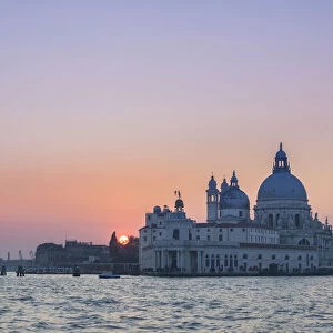 the Grand Canal at sunset with Basilica of Saint Mary of Health, Punta della Dogana
