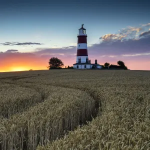 Happisburgh Lighthouse at Sunset, Norfolk, England