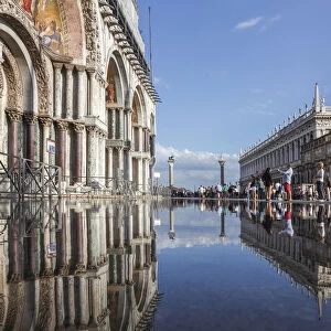 High Water (Acqua alta) in San Marco Square, Venice, Veneto, Italy
