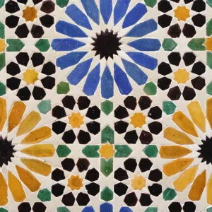 Islamic decorative tiles (zeligs). Tetouan, Morocco