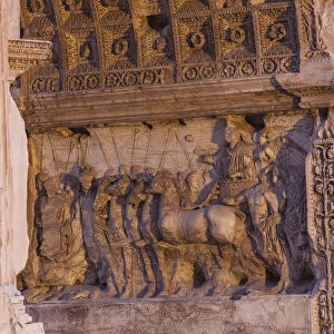 Italy, Lazio, Rome, Via Sacra, Reliefs on The Arch of Titus - Arch di Tito at the