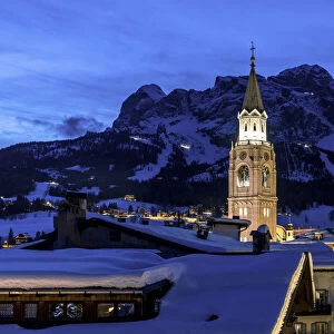 Italy, Veneto, Belluno district, Boite Valley, the bell tower symbol of Cortina d Ampezzo