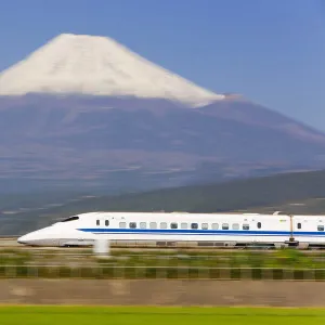 Japan, Houshu, Shinkansen (Bullet train) which reaches speeds of up to 300km / h passing