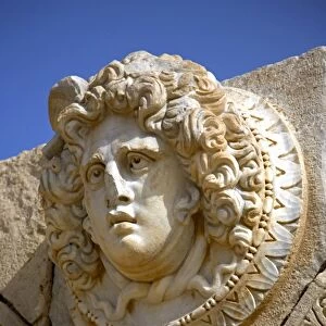 Libya; Tripolitania; Khums; The Head of the Medusa on arches in the Severan Forum at Leptis Magna