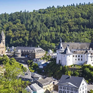 Luxembourg, Clervaux, View of Clervaux, looking towards Clervaux Castle and the