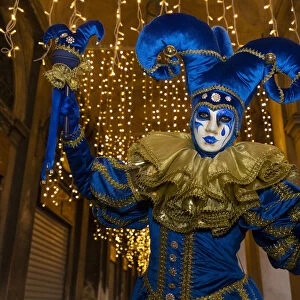 A man dressed as a joker poses during the Venice Carnival, Venice, Veneto, Italy