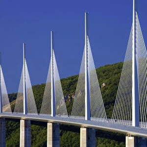 Millau Viaduct over the Tarn River valley, Millau, France
