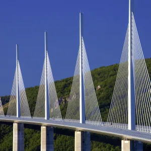 Millau Viaduct over the Tarn River valley, Millau, France