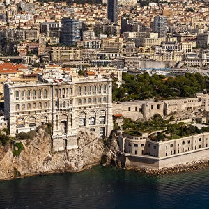 Monaco Oceanographic Museum and Montecarlo, View from Helicopter, Cote d Azur