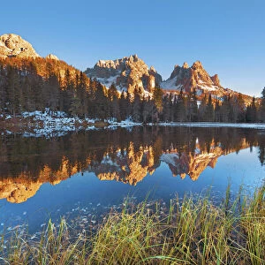 Mountain impression at Lago Antorno with Cadini di Misurina - Italy, Veneto, Belluno