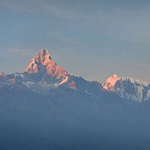 Nepal, Pokhara, Sarangkot, Panoramic View of Annapurna Himalaya Mountain Range