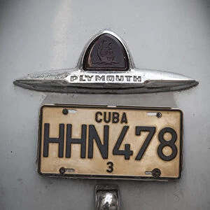 Number plate of classic 50s car, Havana, Cuba