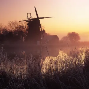 Oby Mill at Sunrise, River Bure, Norfolk, England