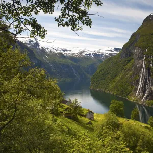 Old abandoned farm & the Seven Sisters waterfall, Geiranger Fjord, Geiranger, More