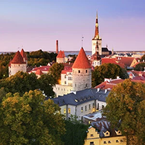 Old Town view from Toompea Hill at dusk, a Unesco World Heritage Site. Tallinn, Estonia