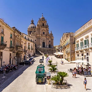 Ragusa Ibla, Sicily. Elevated view of Ragusa Cathedral on a sunny afternoon