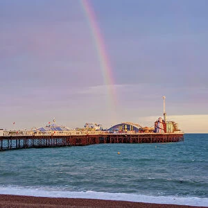 Rainbow over the Brighton Palace Pier, City of Brighton and Hove, East Sussex, England, United Kingdom