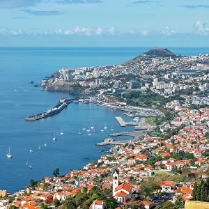 Scenic view of Funchal on sunny day, Madeira, Portugal