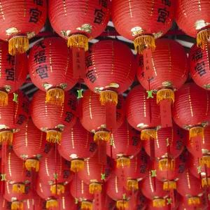 Singapore, Chinatown, Thian Hock Keng Temple, Chinese red lanterns