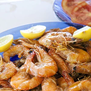 South America, Brazil, Ceara, Prainha do Canto Verde, pan-fried, freshly caught shrimp
